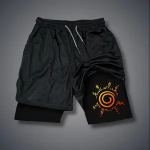 Naruto  80s 90s summer men shorts for men jorts outfit men graphic shorts Double-layer sports shorts Comfortable short shorts summer