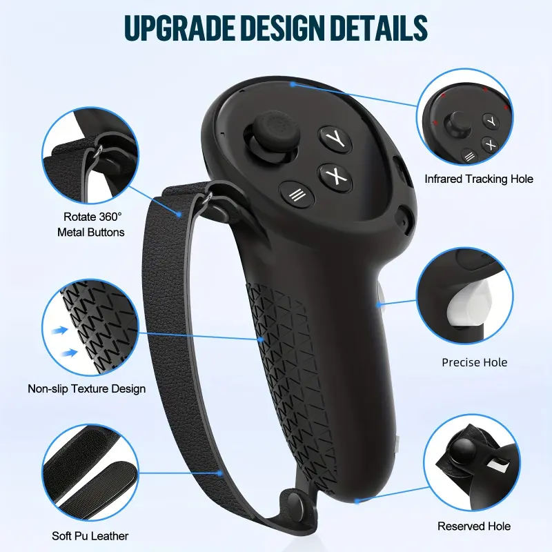 VR Accessories Meta Quest 3 Silicone Case, Oculus Quest 3 5-in-1 Silicone Case Set With Controller Grip Covers And Knuckle Strap Protectors, VR Shell Case, Face Mask