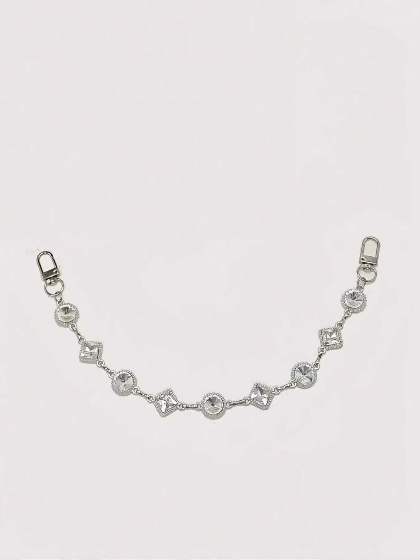 Elegant Silver Color Rhinestone Bag Extender Chain, Versatile Circle Rhinestone Bag Chain, Irregular Design, High-Quality Accessory, Fashionable Chain Strap, Bag Accessories, Accessories For Bags