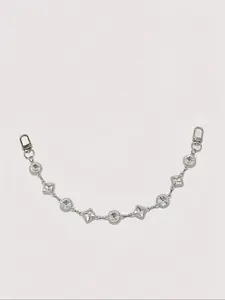Elegant Silver Color Rhinestone Bag Extender Chain, Versatile Circle Rhinestone Bag Chain, Irregular Design, High-Quality Accessory