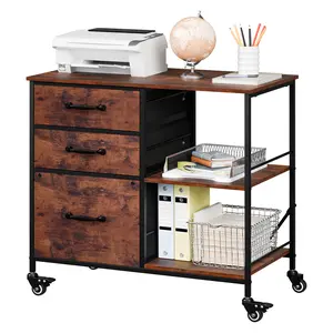 Segawe 3-Drawer Mobile File Cabinet on Wheels Rolling Printer Stand with Open Storage Shelf Home Office Organizer