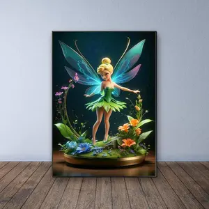 Tinker Bell Diamond Art Painting Kit, 5D DIY Diamond Arts Painting Kit, Wall Art Decor for Home Living Room Bedroom