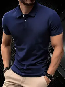 Summer New Breathable Fabric Casual Business Fashion Men's Polo Shirt Short Sleeve Comfort, Sihoutete H Type, Stylish and Comfortable