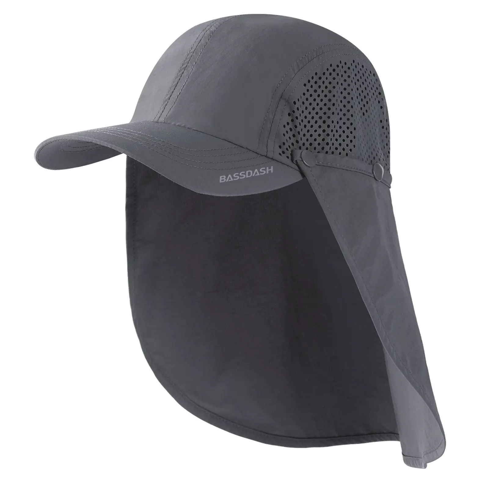 BASSDASH UPF 50+ Foldable Fishing Hat Baseball Cap with Removable Neck Flap Portable for Men Women Golf Hiking