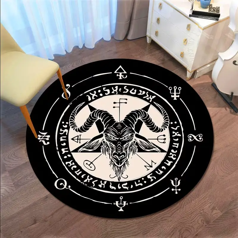Halloween Elements Gothic Satan Lamb Skull Carpet Suitable for Living Room, Bedroom Table and Chair Protective Mat Carpet, Office Carpet, Balcony Decoration