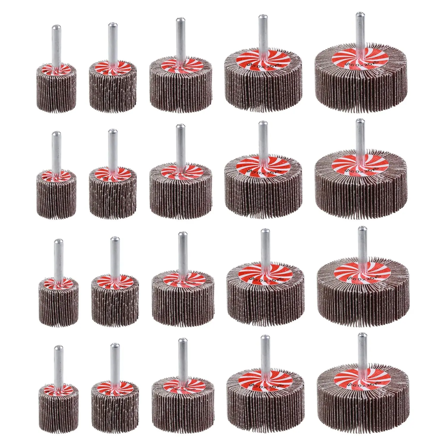 20 Pcs High Performance Abrasive Flap Wheel Sander Bits - 5 Sizes, 60/80/120/240 Grits, 1/4 in Shank - Compatible with Hand Drill, Die Grinder & Most Drills - Ideal for Metal Cleaning, Light Grinding