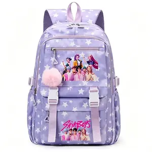 [NEW] 1 pc, solid color backpack,women's backpack, Kpop style, printedwith witch hunting group/celebritypattern, zipper closure, fashionable andversatile, casual and trendy, suitable forschool, sports, travel, and otheroccasions