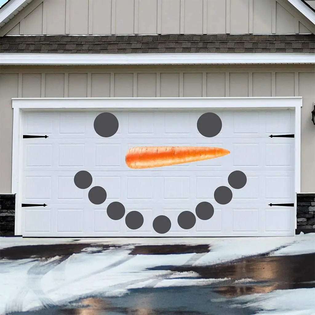 13-Piece Waterproof Decorative Snowman Face Decor Set - Festive Home & Refrigerator Magnet Accessories with Magnetic Carrot and Magnetic Dots