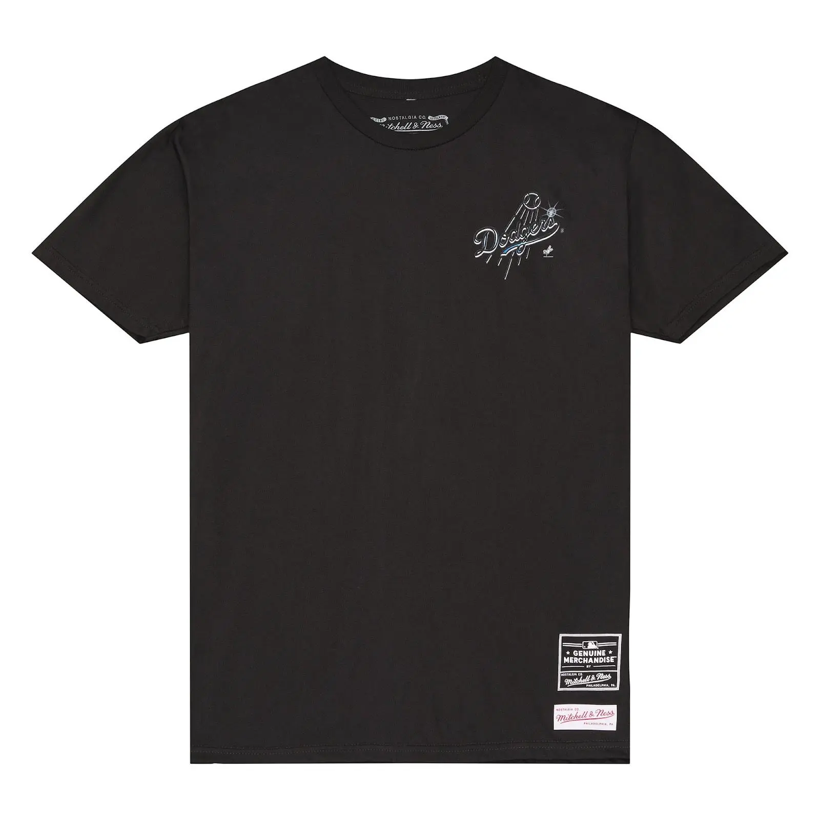 Los Angeles Dodgers Black Airbrush T-Shirt, MLB Cooperstown Collection, Mitchell & Ness Vintage Throwback