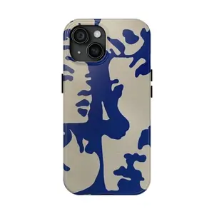 Abstract Face Phone Case Blue and Creme Accessories Durable