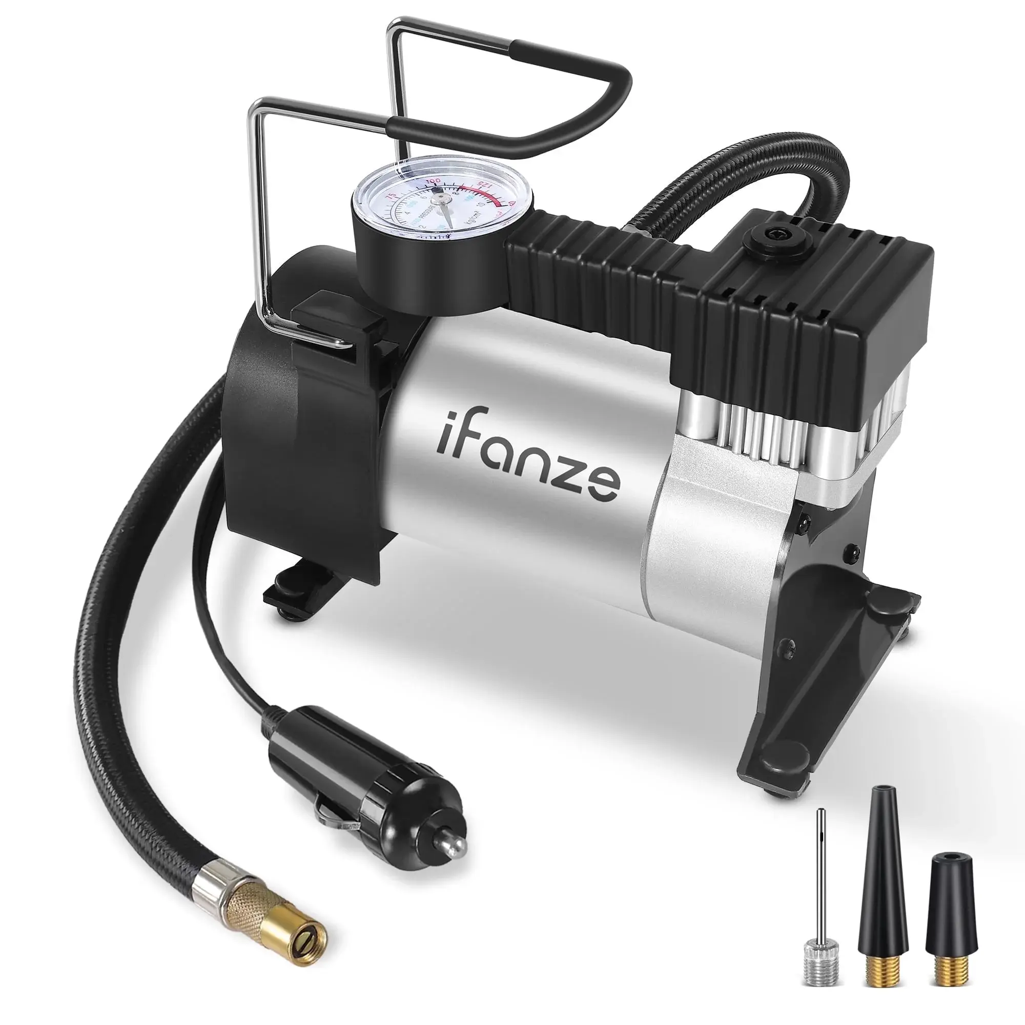 Qunler Tire Inflator Portable Air Compressor Pump DC 12V Tire Inflator for Car, Air Pumps with Mechanical Pressure Gauge for Car, Bicycle, Motorcycle, Basketball iFanze