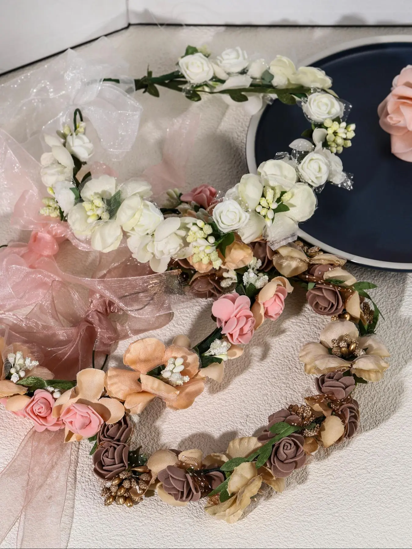 Faux Flower Decorated Headband, Boho Style Hair Hoop for Wedding Bridal Party Formal Occasions, Fashion Hair Accessories for Women & Girls, Jasmine Princess Crown, Tiara