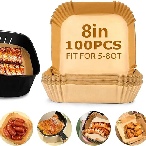 Air Fryer Paper Liners, 100PCS Non-stick Oil Resistant Air Fryer Parchment Paper Liners, 8 Inch Air Fryer Liners Disposable, Airfryer Liners for 5-8QT Air fryer, Baking, Roasting Microwave Bakeware Utensils Bakeware Utensils