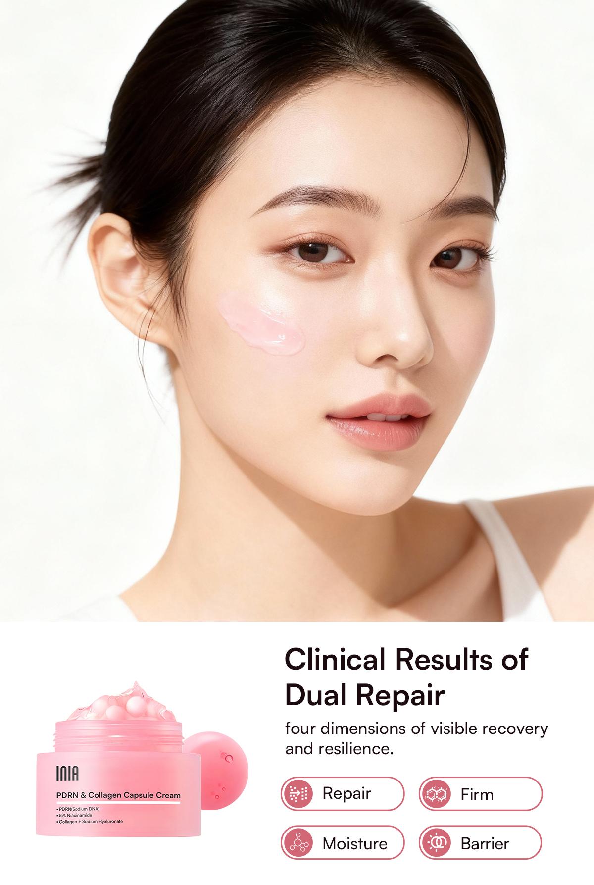 【LIVE EXCLUSIVE】INIA PDRN + Peptide Repair Bundle – Cream & Serum Duo for Deep Repair & Radiant, Firmly Hydrated Skin with Salmon DNA, Peptides & Niacinamide, Safe for Sensitive Skin