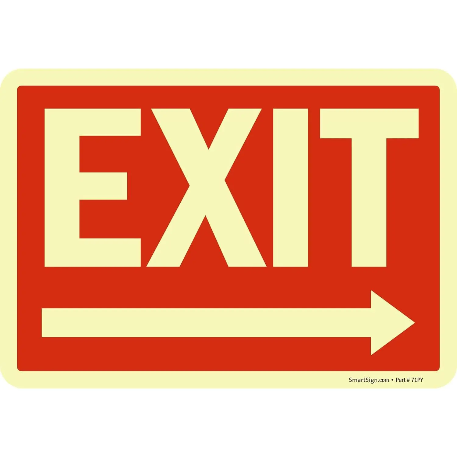 Glow in the Dark Exit Sign Label Sticker with Right Arrow, 7" x 10" Laminated Vinyl Adhesive Sticker, Made in USA Home Supplies Sign