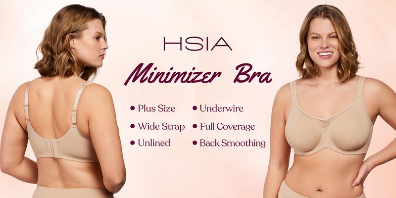 HSIA Cardi Comfort Bra Plus Size Underwire Non-padded Smoothing Wide Strap Full Coverage The Security-Blanket Bra for Big Busted Women Unlined Minimizer T-shirt Bra TikTokShopBlackFriday