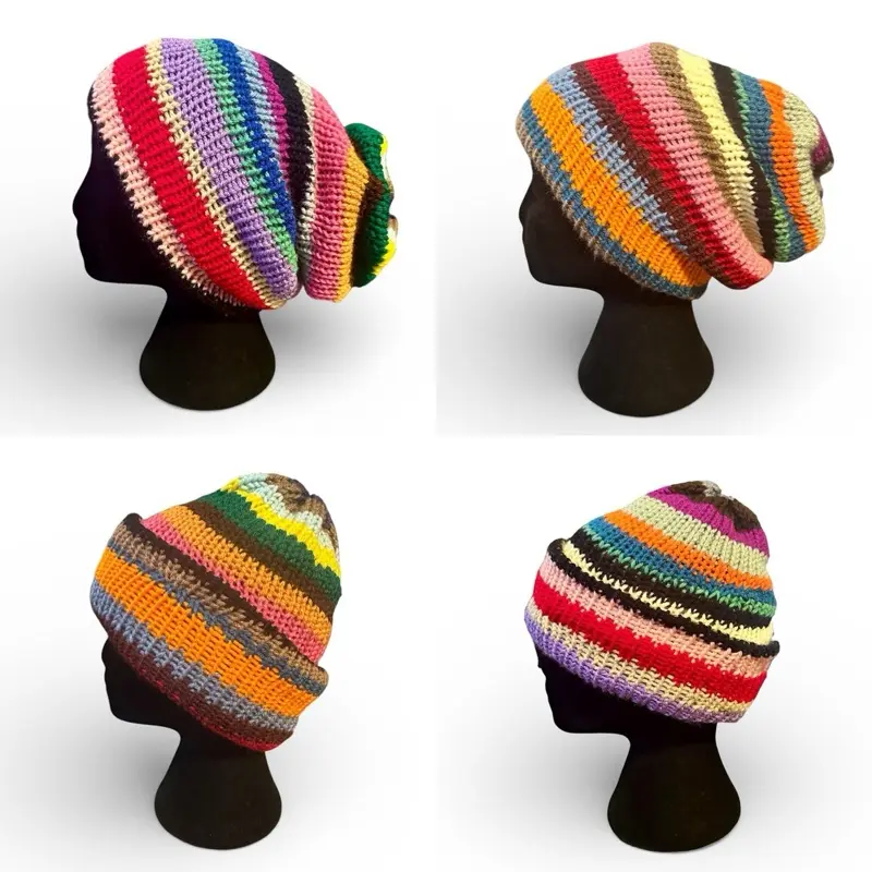 Multicolor 4-Way Reversible Knit Beanie Hat