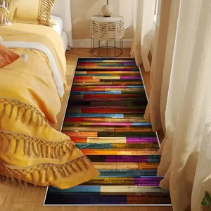 Multicolor Faux Wool Bedside Rug, Anti-Slip Long Strip Carpet for Bedroom, Kitchen, Hallway, Entryway, Home Decor