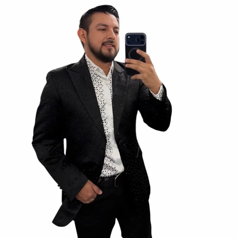 BLACK DIAMOND-RHINESTONE BLAZER (SLIMFIT) SIZE UP