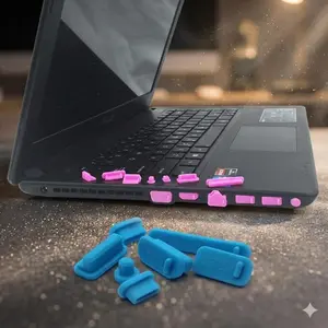 USB Port Protective Covers Set, Reusable Silicone Dust Plugs for Laptop Phone Tablet, Anti-Dust Water-Resistant, Portable Storage Case Included, Electronic Device Port Protection, Dustproof Cover