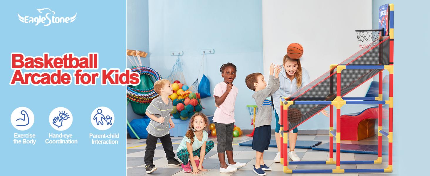 Basketball Hoop Arcade Game W/Electronic Scoreboard Cheer Sound, Basketball Hoop Indoor Outdoor W/4 Balls, Basketball Game Toys Gifts