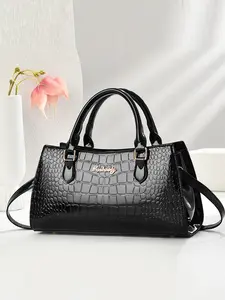 Elegant Alligator Print Bucket Bag, Multi-Functional Large Capacity Handbag, Fashionable Crossbody Shoulder Bag, Perfect for Travel and Shopping