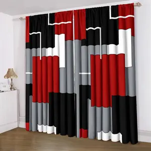 Geometric Pattern Curtain, 2 Counts/set Modern Simple Window Curtain, Home Decoration Curtain, Window Drapes for Home Living Room Bedroom Decor