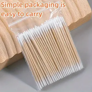 100/300pcs Disposable Swab Brush, Ultra-Small Lint Free Swab Brush, Micro Wood Makeup Brushes, Eyelash Extension Glue Removing Tools, Cotton Swabs