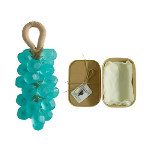 Tea Tree Gem Grape Soap Gift Set, Handmade DIY Crystal Grape Cluster Soap, Transparent Jewel Soap for Hand Care, Gentle Cleansing & Moisturizing, Decorative Bathroom Gift Box