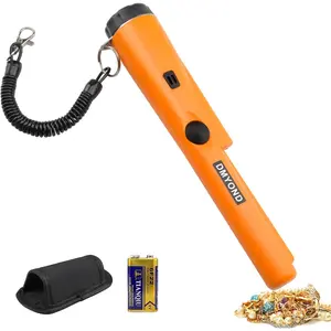 Metal Detector Pinpointer, Professional Waterproof Handheld Pin Pointer Wand, Search Treasure Pinpointing Finder Probe with 9V Battery for Adults, Kids - Orange