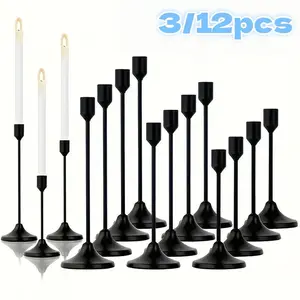 Metal Candle Holders Set, Candle Stand, Romantic Light Luxury Design, Family Theme Tabletop Decorations, Perfect for Weddings, Anniversaries & Parties