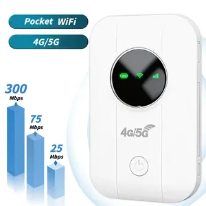 2026 Portable Wifi Hotspot,Dual Band (5G/4G) WiFi Mobile Hotspot Device,Supports 10 Devices,300Mbps Wifi Extender Signal Booster for Travel,Business Trip,Work,Easy Connection