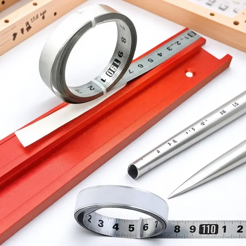 Retractable Self-Adhesive 304 Stainless Steel Tape Measure 0.5-5M, Laser Engraved Double-Sided Nano Waterproof, Non-Slip Durable Measuring Tape for Woodworking, Construction, Machining, Corrosion-Resistant Metric Scale Tool