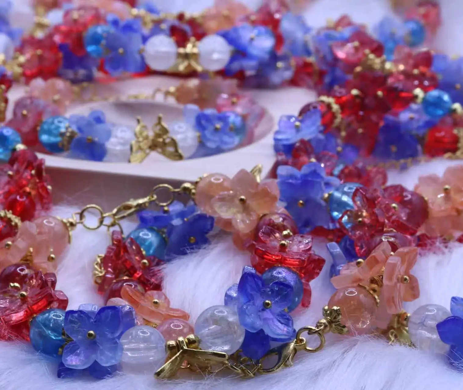 Memory Wire Glass Bead Bracelet – Handmade Colorful Jewelry