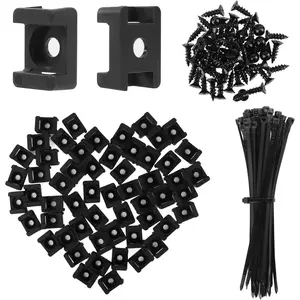 Zip Tie Mounts Kit - 60 Packs Wire Management Holder &  Clips, 8" High-Strength Nylon Ties & 5M Screws, Heavy Duty Fasteners for Wall/Desk, Indoor & Outdoor  Organizer