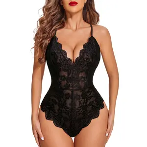 Avidlove Women One Piece Lingerie Deep V  Lace Bodysuit Snap Crotch SpringStatements
