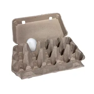 15-Egg Cartons - Natural Pulp, Flat Top Blank