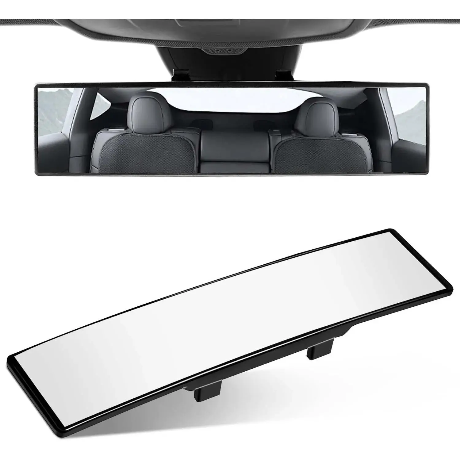 Universal 11.81 Inch Car rear view mirror with HD Glass, Anti-Glare interior clip-on wide angle Panoramic Wide Angle Accessories for Car SUV Trucks car suv car  visor