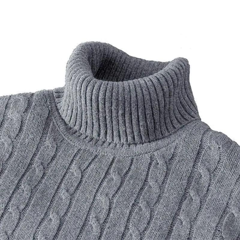 Ebb Supply New Men's Turtleneck Sweater Solid Color High Neck Pullover Knitted Sweaters Casual Elastic Sweatwear Mens Fall Winter