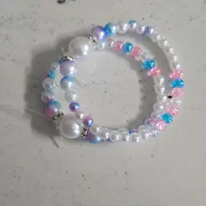 Pair of Beaded Bracelets 'Spring Baby' -7.5 Inches Beach Theme Beaded Design for Everyday Wear or Beach Outings