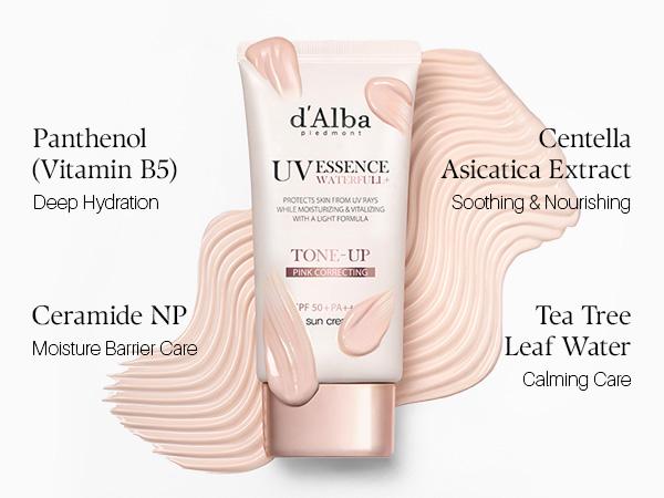 [OFFICIAL d'Alba] White Truffle Waterfull Tone Up Sunscreen Serum - SPF 50+ Hydrating Korean Facial Sun Cream (1.69 fl oz) Lightweight Moisturizer