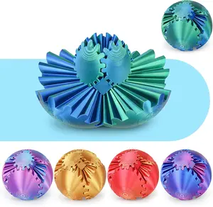 Gear Ball 3D Printed Cube Fidget Toy,Gear Sphere Fidget Toys,Sensory Toys for Stress and Anxiety Relief, Desk Toy Fidget Spinners,Stocking Stuffers for Adults & Kids Gift(Blue Green, 2.3 Inch)