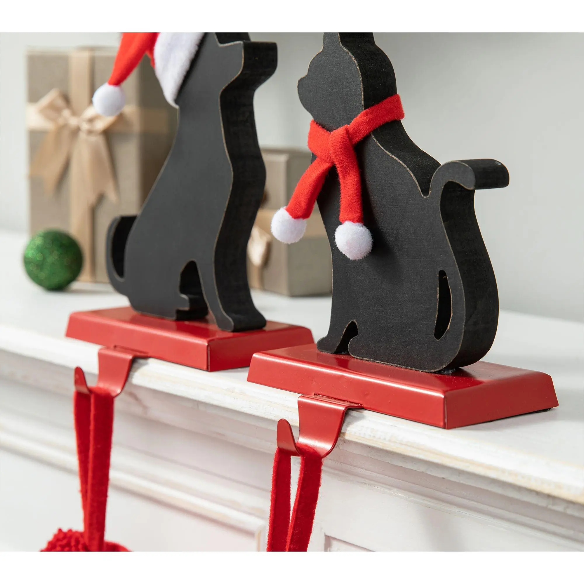 Glitzhome Cat & Dog Christmas Stocking Holder S2