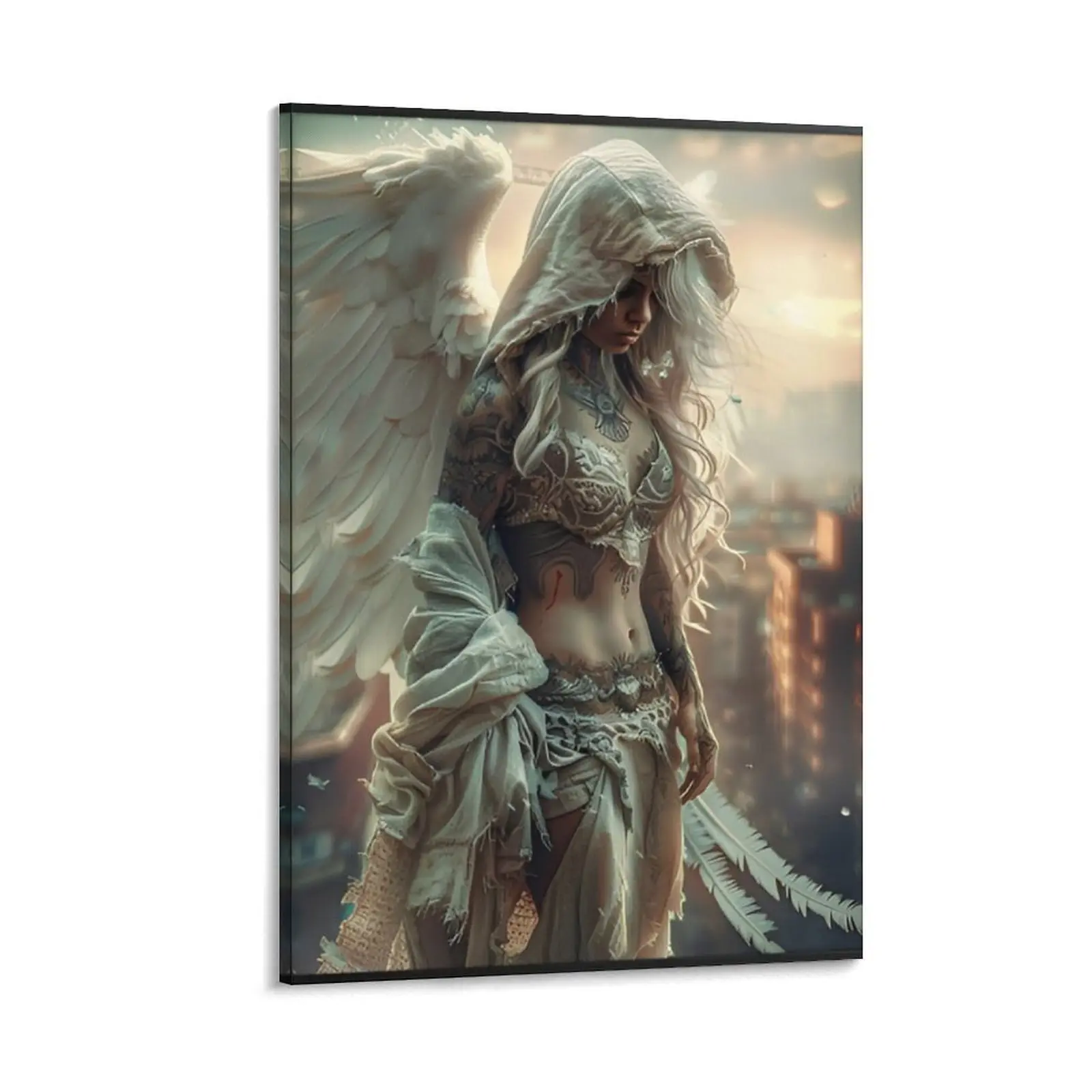 Fallen Angel Gothic Mythological Canvas Print - Decorative Home Decor Wall Art Poster