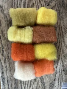 Dakota Dyed Yellow Orange Needle Felting Fiber Color Sampler