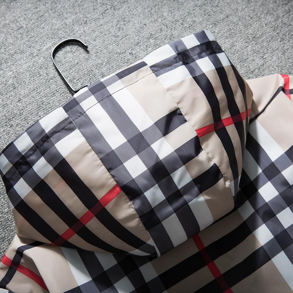 Men's jacket - Full zipper design, with pockets, casual style, perfect for autumn/winter wear, hooded collar, regular cut, checkered pattern, men's jacket.