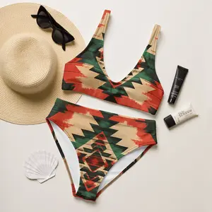 Western Bikini Set/ South Western Swimsuit, Recycled high-waisted bikini