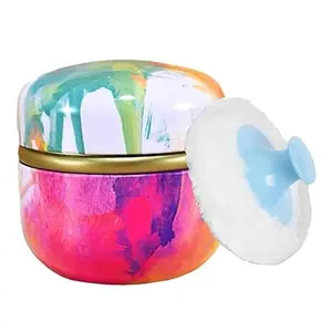 Body Powder Puff and Container, 3.35" Portable Dusting Powder Container with Soft Puff Loose Powder Case Box Jar with Lids for Baby Women Home and Travel Use