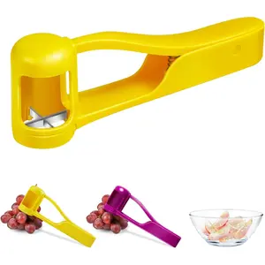 Grape Cutter,Stainless Steel Blades Quarter Grape Slicer with 4 Pieces Vegetable Fruit Salad,Slicer Kitchen Tomato Cherry Strawberry Cutter- Yellow: Home & Kitchen