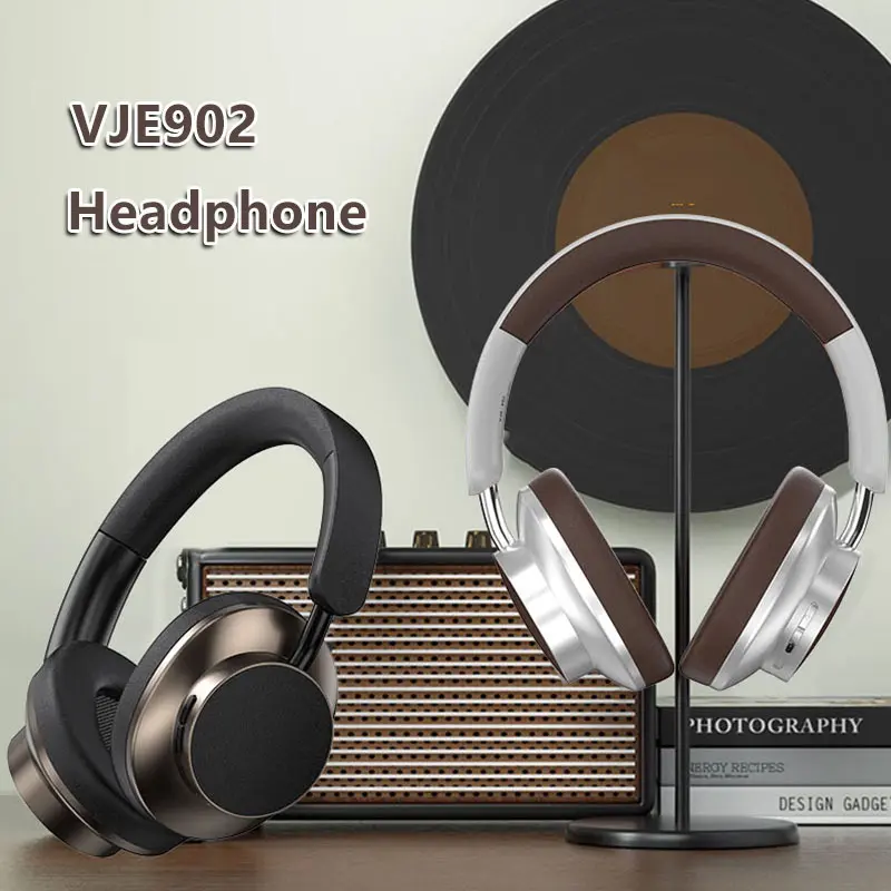 VJE902 American Retro-Style Wireless Bluetooth 5.3 Metal Retractable Sports Headphone - PC Gaming Accessory, Audio Device for Personal Computers